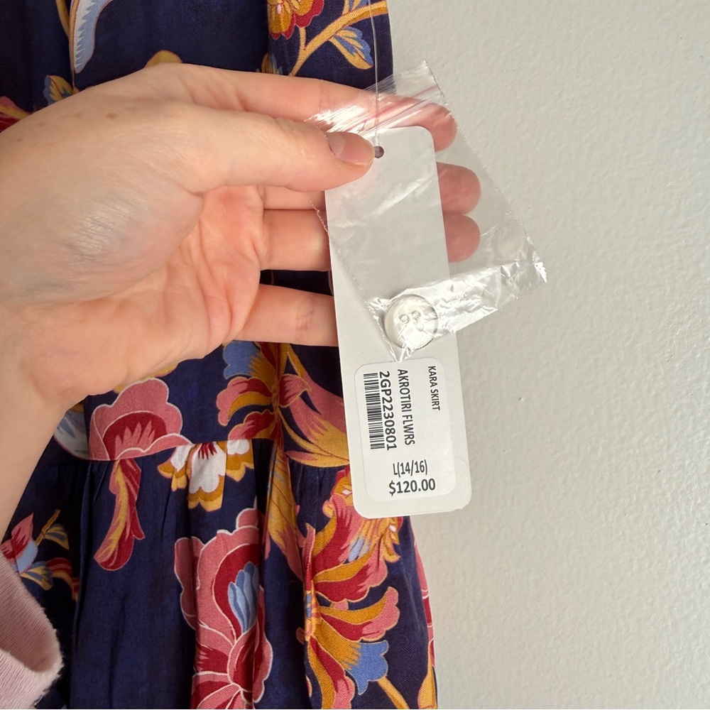 Soft Surroundings New Kara Skirt Blue Akrotiri Flowers Maxi Women’s Size Large - Picture 8 of 13
